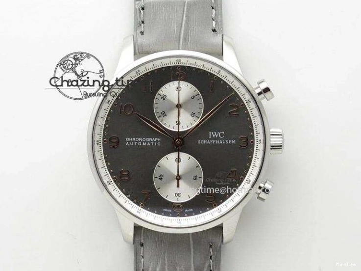 MIROTIME 1222 Portuguese Tourbillon IW504602 RG ZF Best Edition White Dial on Brown Leather Strap Stretchable 7178